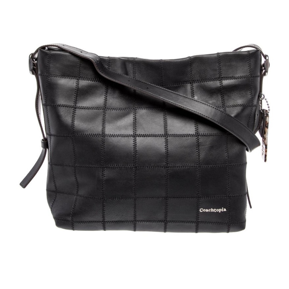 Coachtopia Alter Ego Black Checkered Patchwork Hobo Bag